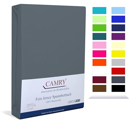 Camry Spannbettlaken 140x200cm - 160x200cm Grau Baumwolle Bettlaken Jersey Spannbetttuch Oeko-Tex