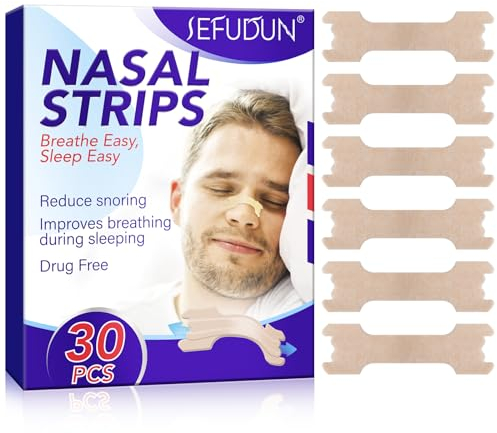 Nasenpflaster Schnarchen 30 Stück, Nasenstrips Schnarchstopper, Snoring Nose Strips, Anti Schnarch Nasenpflaster für Sport und Schlaf, Besser Atmen Besser schlafen 66x19mm