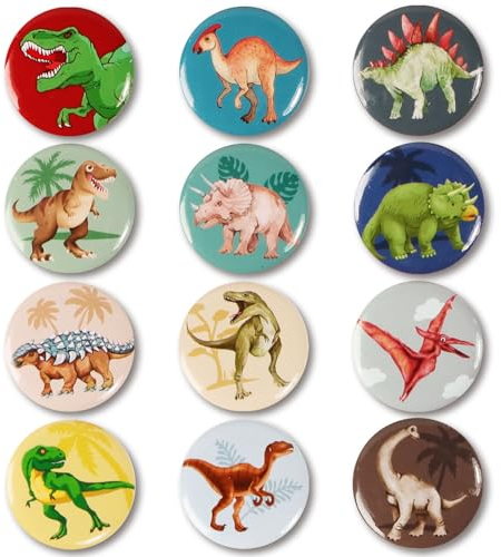 12 Stück Mini Button 25 mm Dinosaurier Buttons Set Kinder Kindergeburtstag Dino Mitgebsel Geschenke Für Kinder Jungen Dinosaurier Party Geburtstagsmitbringsel Geburtstagsdeko