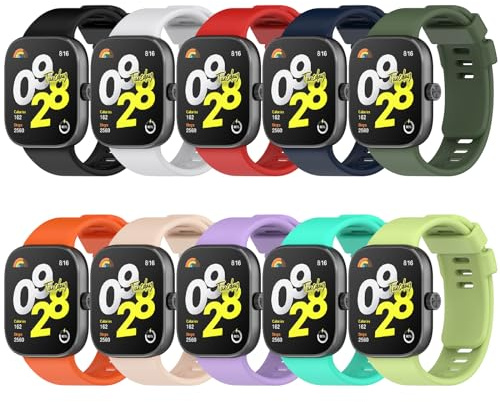 WindRen 10 Stück Armband Kompatibel mit Xiaomi Redmi Watch 6/5/4, 10 Stück Sport Silikon Ersatzarmband für Xiaomi Mi Band 10 Pro/9 Pro/8 Pro Damen Herren