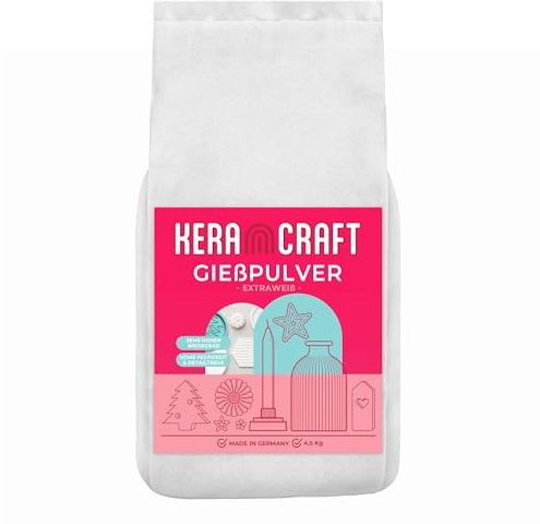 Keracraft Polvere per colata bianca 4,5 kg – Polvere per colata a rilievo bianca per progetti creativi