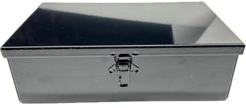 G.L.D. Forniture Boîte à outils 300 x 175 H 90 mm noir brillant avec porte-cadenas en tôle pliée, soudée et robuste pour tracteurs, 00724176