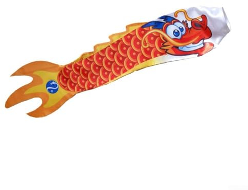 1 x Windsack in Drachenform, 70 cm, Windsocke, Zelt, Festival, Flagge, Windsack, Drachen-Ornament (orange)