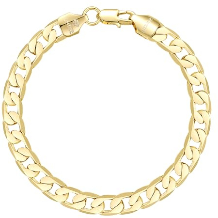 DJADEE Herren Armband Panzerarmband Gold 24 Karat vergoldet wasserfest, hypoallergen, Flaches Panzerarmband 8 mm 18-23 cm