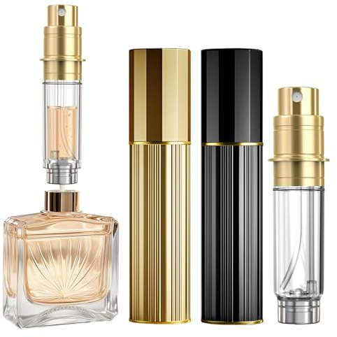 JOOMOKO Parfümzerstäuber nachfüllbar 10ml, Parfüm Abfüller leer Parfüm Zerstäuber Sprühflasche für Reise, Parfüm zerstäuber für unterwegs(Gold & Schwarz)