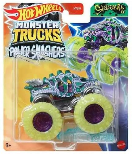 Hot Wheels Monster Trucks Neu für 2024 1:64 Maßstab Power Smashers (Skelesaurus 2.0)