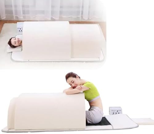 LQQYJSM Manta Vapor para Sauna Doméstica, Sauna Profesional Moldeadora Corporal con Controlador 3 Zonas Y Control Remoto, Cápsula Sauna Personal con Cobertura Completa 360 ​​Grados Y Almohada,White
