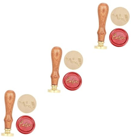 IWOWHERO 3sätze Vintage Sealing Wax Stamp Mit Holzgriff Und Messingkopf Für Umschläge Einladungen Und Dokumente Für Hochzeit Und Kreative Bastelprojekte