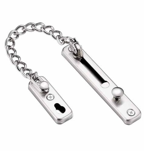 Safety Chain Door Lock Heavy Duty Latch Chain Door Lock with Spring Anti-Theft snap Lock, Stainless Steel Brushed Nickel