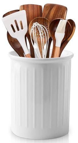 WANDGU Küchenutensilienhalter Keramik: 13.4 x 9.8 cm Porzellan Utensilienhalter Küche, Glänzend Glasierte Oberfläche, Behälter für küchenutensilien zum Organisieren von Schubladen und Arbeitsplatten