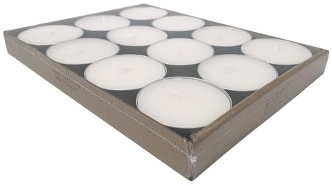 pajoma® Maxi Teelichte 24 Stück - Ø 5,9 cm x H 2 cm | Unbeduftet & Weiß | 8 Std. Brenndauer | Paraffinwachs in Aluminiumschale | Vielseitig einsetzbar: Gastronomie, Partys, Hochzeit, Zuhause