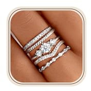Florideco Stackable Rings for Women Silver Plated Minimalist Non Tarnish Cubic Zirconia Thumb Ring Set Dainty Knuckle Ring Trendy Statement Stacking Rings Set Size 5