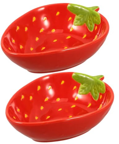 Holibanna 2 Stück Erdbeer Keramikschalen und Servierteller Farbenfrohe Dessertschalen für Obst Vorspeisen und Party Langlebiges Geschirr für Zuhause