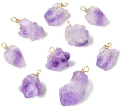 KitBeads 10 ciondoli in ametista naturale sfumata irregolare, pietre viola con cristallo di ametista, per la creazione di gioielli, bracciali, collane sfusi