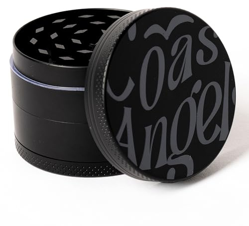 4-Piece Zinc Herb Grinder – Black 1.9-Inch Size Metal Grinder with Mesh Screen, Magnetic Lid, and Gift Box - Durable Spice and Herb Grinder for Home or Travel