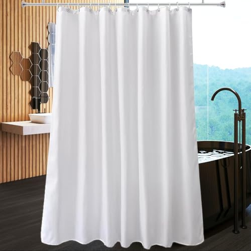 hzkais White Shower Curtain, Mould Proof and Mildew Resistant Washable Bathroom Curtains, Shower Curtain for Bathroom, Bath Curtains with Hooks, 180 x 200 cm