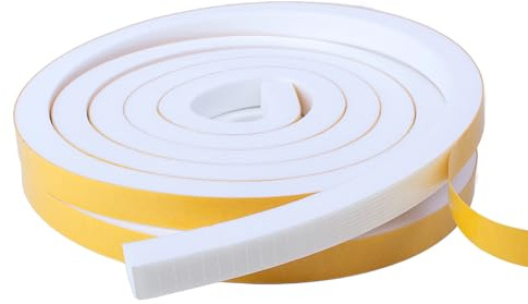 Lot de 2 rouleaux de ruban adhésif en mousse pour fenêtre - 12 mm (l) x 10 mm (P) - Pour isolation de porte - Blanc