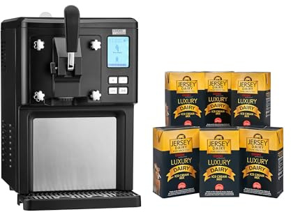 Cooks Professional Luxury Soft Serve Ice Cream Maker | 1.5L | Self-Cooling Compressor | Auto Cleaning | Digital Display | Perfect for Whippy Sundaes & Desserts | Includes 6 x 1L Luxury Jersey Mix