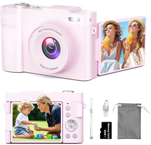 4K Digitalkamera für Fotografie Autofokus, Kompakte 50MP Kamera mit 180° Flip Screen, 16X Digitalzoom, Camara Fotografica mit 32GB Karte - Großartig für Vlogging und Lernen Fotografie