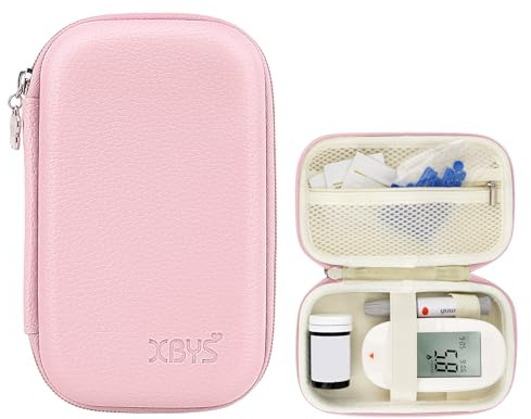 Linpr Sac Portable pour Diabète, Boîte de Rangement pour Lecteur de Glycémie, Adapté aux Bandelettes de Test de Glycémie, aux Aiguilles de Prélèvement Sanguin et Autres Fournitures (Rose)