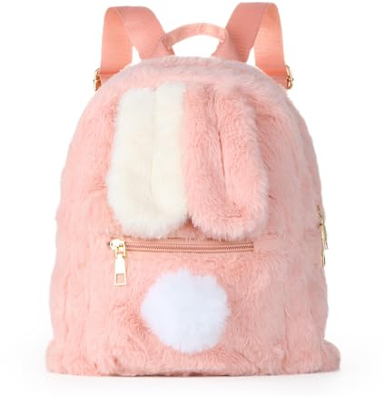 Freiesoldaten Mujeres Bonito Peluche Mullido Mochila Niñas Kawaii Orejas de Conejo Mochila para uso Diario Compras Viajes