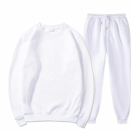 Generisch Pantalones de chándal ajustados de forro polar negro de invierno con felpa para mujer, suéter, pantalones, sudadera, cuello en O, pantalones militares para hombre de invierno, Blanco, XXL