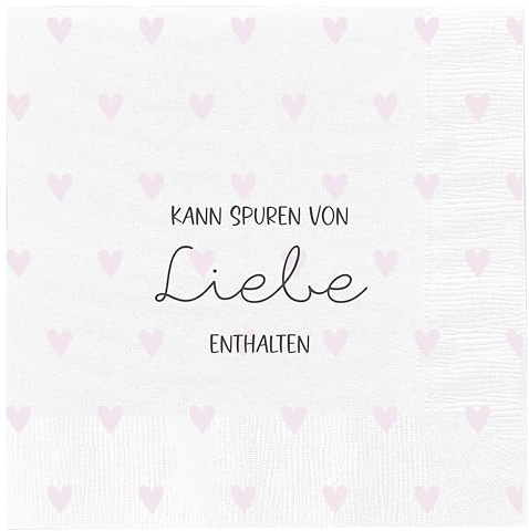 Servietten 'Liebe' 60er Set | 33x33cm 3-lagig Papierserviette weiß rosa Herz | Tischdeko für Freunde (1 x 60er Set Servietten Liebe)