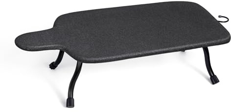 Duwee Tabla de planchar ancha con nariz de planchado para dormitorio, 77 x | Tabla de planchar pequeña con patas plegables, tablas de planchar de mesa para apartamentos, viajes, color negro