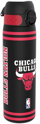 NBA Chicago Bulls Vattenflaska, 500 ml/18 oz, Läcksäker, Lätt att Öppna, Säkert Lås, Diskmaskinssäker, BPA-fri, Hygieniskt Lock, Bärhandtag, Passar i Mugghållare, Lätt att Rengöra, Luktfri