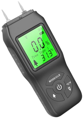 OSALADI Humidimètre Numérique LCD Portable avec Sondes Testeur Humidité Bois Chauffage et Détecteur Fuite Eau pour Murs Sols et Construction Affichage Rétroéclairé Outil Précis et Léger