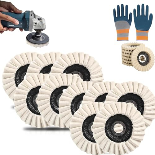 Wool Felt Flap Polishing Disc, 125mm/115mm Polierscheibe Für Winkelschleifer Filz, 5/10 Stück Filz Polierfächerscheibe, Wasserbeständig, ölbeständig, Für Edelstahl, Holz Und Kunststoff (10PCS,115mm)