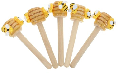 5pcs Honey Dipper Bee Decor for Tiered Tray Table Centerpiece | Wood Abs Glue, Bright Colours and Lovely Shape, Bee Festival Style for Spring Summer Display