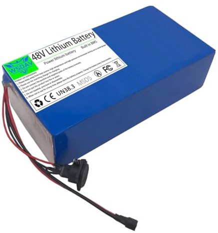 WSDAV Batterie Li-ION 48 V, Batteries au Lithium 48 V 8 Ah, 10,4 Ah, 15,6 Ah, 20,8 Ah, 26 Ah et 30 Ah avec Chargeur pour Moteur de 0 à 1 500 W,48v30ah
