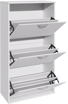 Garvishk Garvis Doppellagig Schuhschrank 3 Klappen – Hohe Kapazität (16 Paar) – Schmal 60x105x28 cm – MDF Rustic