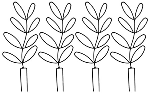 TOGEVAL 4 Pièces Lot de 4 Treillis Métalliques Décoratifs de Feuille 14,5 X 31,5 Cm, Supports Robustes pour Plantes Grimpantes en Pot, Résistants aux Intempéries, pour Jardin et Balcon