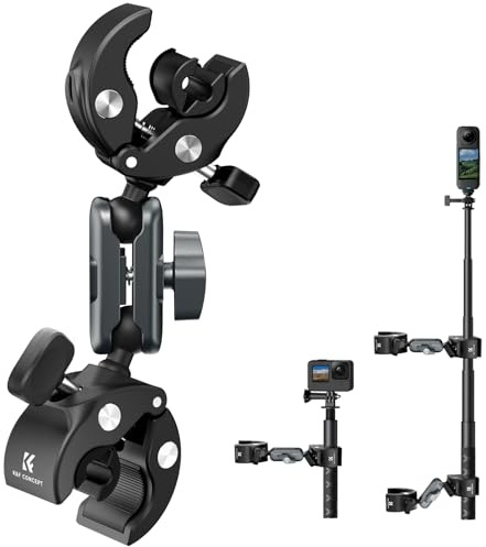 K&F CONCEPT Dubbel superklämma med magisk arm för motorcykel cykelstyre stativ, kompatibel med GoPro Hero 13 12 Insta360 X5 X4 DJI Osmo Action 5