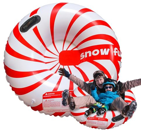 SnowTube - Slitta da neve gonfiabile invernale per bambini, giocattolo per attività all'aria aperta con 2 manici per spingere, slitta per e cortile, scivolo invernale nel cortile,