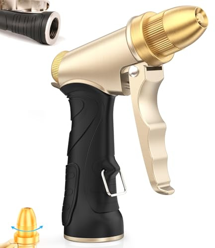 KINDLUME Pistola Manguera Jardín, Boquilla de Alta Presión, Pistola de Agua, Pistola de Riego, Pistola de Metal Ajustable con Gatillo de Bloqueo para Alta Presión, para Riego de Plantas en el Jardín