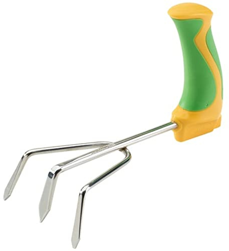 PETA Easi-Grip Garden Tools, Garden Cultivator Hand Tool, Ergonomic Grip for Arthritis, Stainless Steel Garden Hand Tools, Non-Slip and Durable Grip for Elderly with Grip Issues. PGT2-C