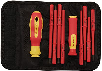 Draper XP1000 10 Piece Precision Screwdriver Set | VDE Dual Insulated Interchangeable Blade | Electrical Tool Driver Set | Hand Tools Set | 05721