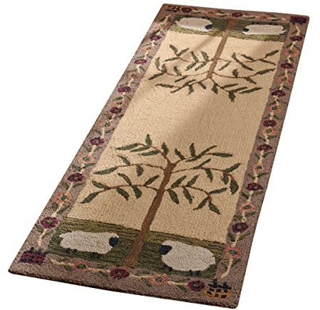 Park Designs Willow and Sheep Hooked Rug Runner, 24 x 72
