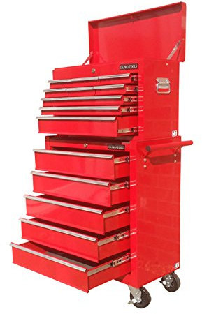 us pro tools TOOL CHEST TOOL BOX ROLLER TOOL CABINET RED 9 DRAWER TOP!