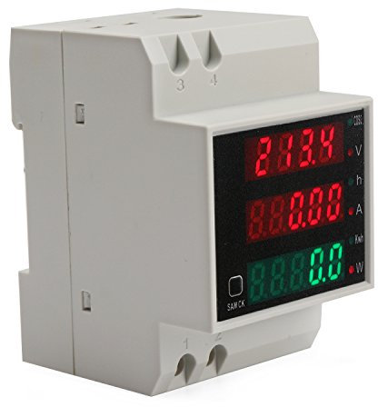 DROK® Amperometro su guida DIN, con display digitale multi-funzione, voltmetro AC 80-00 V, 100 A, contatore di energia elettrica, 200082_EU