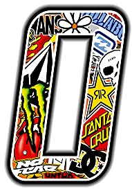 4R Quattroerre.it 13350 Startnummer 0 Aufkleber für Motorräder, Sticker Bomb, 10 x 7.5 cm