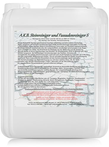 A.K.B.Steinreiniger und Fassadenreiniger S, 3655 (10L) Grünbelagentferner algenentferner Flechtenentferner