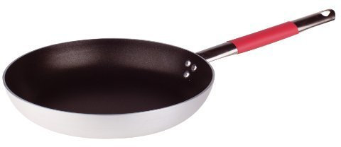 Pentole Agnelli Linea Cookware System Padella Svasata Bassa con Manico Tubolare Inox Cool, Diametro 40 cm, Argento/Rosso