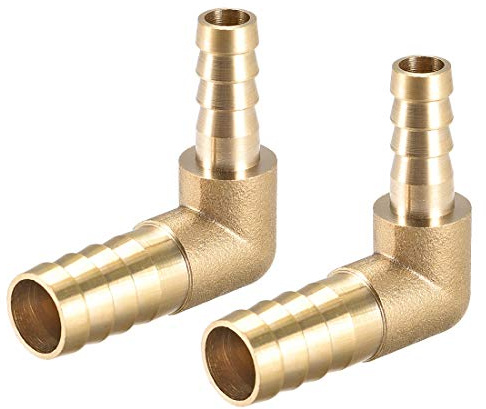 sourcing map 12mm bis 8mm Barb Messing Schlauchanschluss 90 Grad Winkelrohrverbinder Kupplung Schlauchadapter 2 Stück