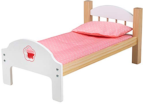 Bigjigs Toys Wooden Dolls Bed with Pillow & Duvet