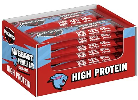 Jack Link’s Barre Protéinée Beef Original - Pack de 14 (14 x 22,5 g) - Barre protéinée low carb - Barre de protéines - Barre énergétique - Snack pour le sport - Snack riche en protéines