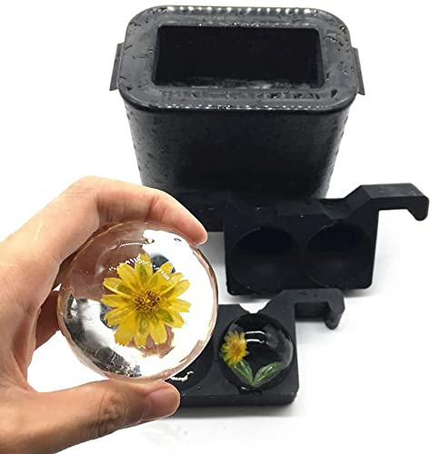 Kristallklarer Eiskugel ErstellerJumbo Eisbälle, kugelförmige Whisky Tablettformmaschine für Eisbälle, blasenfrei mit 2,36 Zoll Kugeln Kapazität für zu Hause Cocktails und Getränke (2BALL)